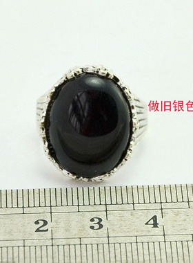 外贸饰品全新银色精美黑水晶质感