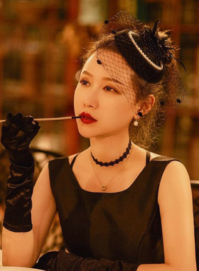 旗袍头饰夜上海假发旗袍配件装饰羽毛扇子舞女手套租赁出租