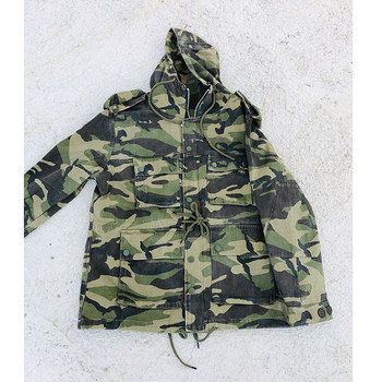 oldschool American retro camouflage top trendy men and women ຄູ່ຜົວເມຍຍາວກາງ hooded windbreaker jacket ວ່າງ