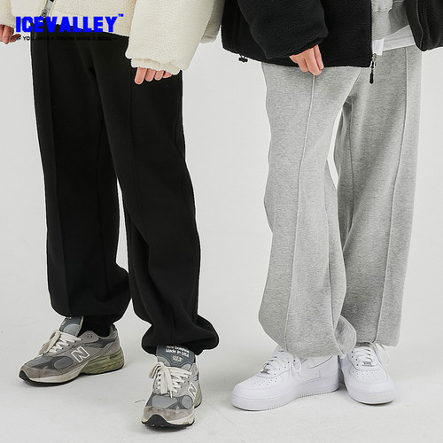 美式扎袜卫裤阔腿裤运动裤宽松长裤嘻哈裤子男束脚裤男女款情侣潮 - 图0