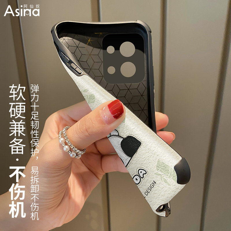 悠闲小熊猫适用Reno10手机壳9小羊皮Reno8保护套oppoReno7Pro+可爱6女款5K网红爆款OPPO全包防摔硅胶新款创意 - 图1