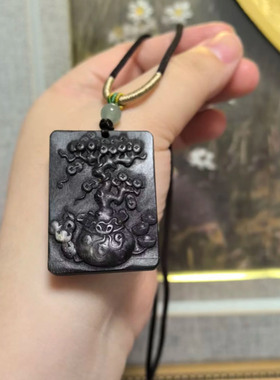 小尺寸黑驴蹄子摇钱树小吊坠项链