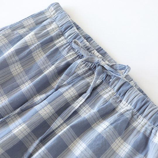 Sommer-Frühlings- und Herbst-Herren-Freizeithose aus karierter Baumwolle