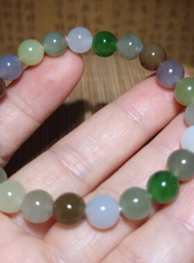 zg032603新疆的猫18.2克冰润色泽搭配绚丽的和田玉全家福多宝手链