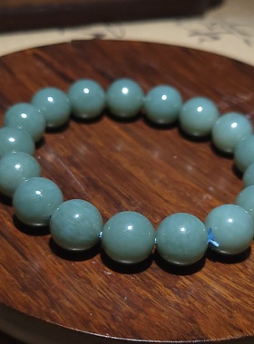 YQ122203 44.5克12mm鲜靓柔美飘蓝色调高脂粉的且末青玉蓝调手链