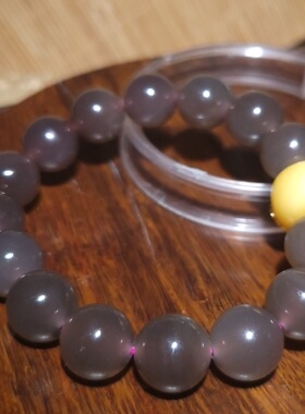 YQ031004 新疆的猫40.2克12mm浓浓烟紫色和田玉青海烟青手串