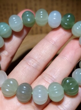 zg011506 新疆的猫47.6克冰润冒油老坑晴水灯笼珠手链和田玉