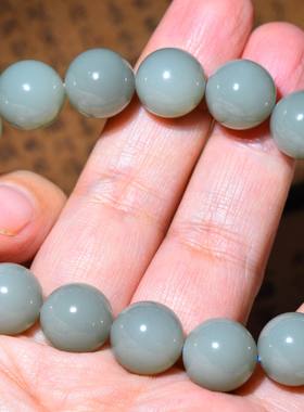 新疆的猫JJ121507 43.4克，直径12mm且末青白玉圆珠手链