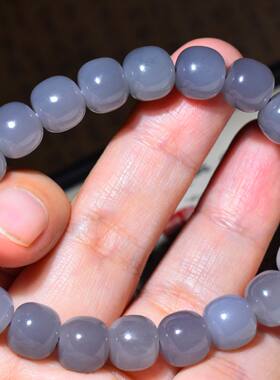 JJ031703新疆的猫30.7克9-10mm老坑粉紫烟青玉老型珠手链