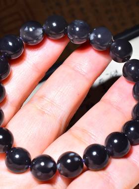 新疆的猫JJ121906   28.6克，10mm 浓艳烟紫和田玉圆珠手链