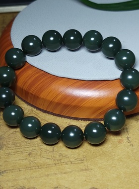 新疆的猫Z123104 44.1克R12特细冒油玉质极其醇润高品鸭蛋青手串