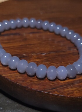 YQ011818新疆的猫13.8克，7-5mm浓浓烟紫色青海烟青算盘珠手串