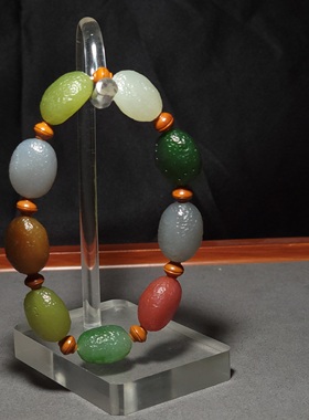 新疆的猫L080405 46.5克直径20-15-12mm色泽搭配绚丽多宝随型手链