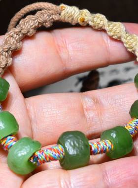 新疆的猫JJ010614  14.4克细腻手工精编的苹果绿仿古小手链