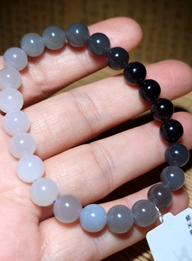 zg011304 新疆的猫18.0克直径8mm精品青海烟紫色渐变手链和田玉