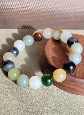 新疆的猫C121104 44.5克（18粒），油润颜色丰富的多宝圆珠手串