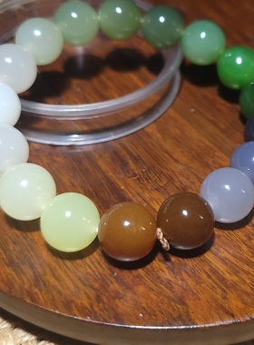 YQ121706 46克直径12mm颗颗精品色彩绚丽肉质细腻超冰润多宝手串