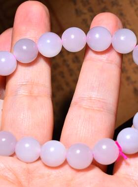 JJ0031209新疆的猫28.3克10mm质地冰透的老坑藕粉色圆珠手链