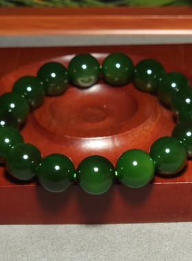 新疆的猫L121506 45.3克直径12mm质感油润红皮俄料菠菜绿碧玉手链