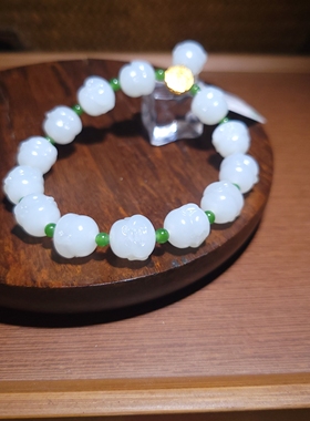 新疆的猫YQ081406 38.0克12mm脂状细腻纯净黑山羊脂白玉佛头手串