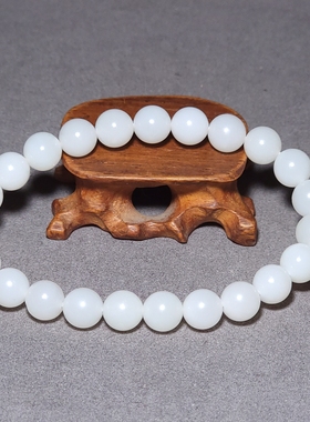 L122205 17.7克直径8mm天然冒油脂粉浓郁且末米达料白玉圆珠手链