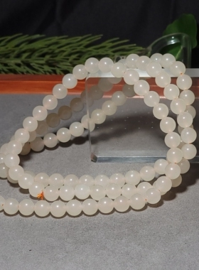 L012604 新疆的猫82.1克直径8mm精品色调粉嫩藕粉色圆珠108长链