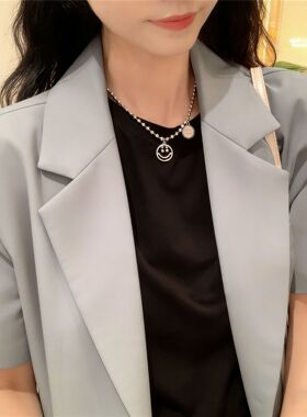 韩国东大门冷淡风气质笑脸手链女ins设计感小众复古做旧嘻哈手串