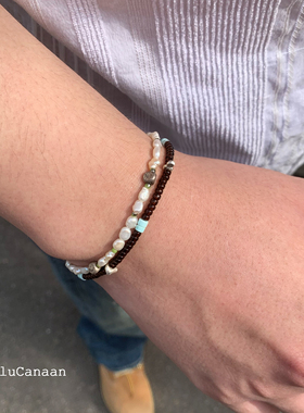 薄荷可可泰国手工银玻璃手串原创