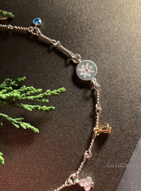 锆石银麻花链女冬日圣诞锁骨链