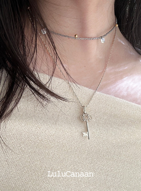 925银玻璃米珠锁骨链女金球项链