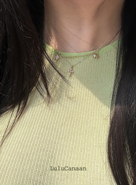 14k包金长方链女极细锁骨链项链