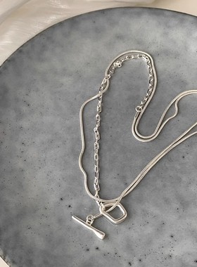 2511小众设计感项链女双层简约多种戴法冷淡风精致S925镀银锁骨