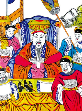 东狱南狱十殿阎王画像卷轴画