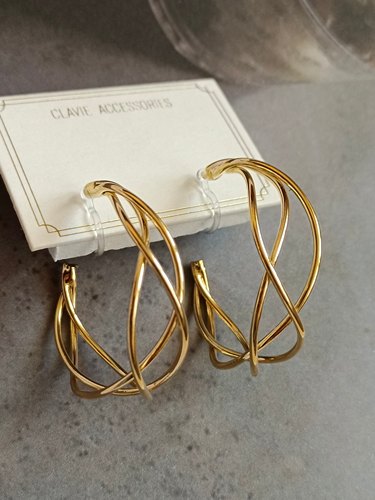 日系树脂u型耳夹哑光金色简约复古大小圆圈日常百搭无耳洞耳钉环 - 图3