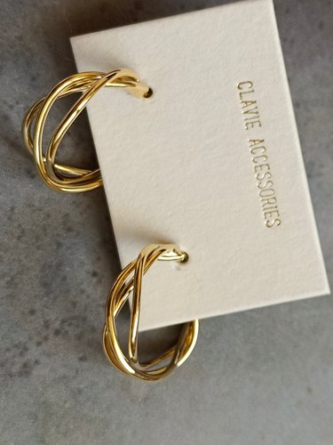 日系树脂u型耳夹哑光金色简约复古大小圆圈日常百搭无耳洞耳钉环 - 图2