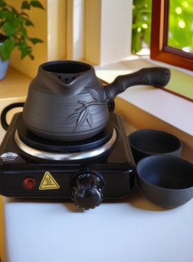 甘肃罐罐茶炉西和煮茶罐红泥紫砂罐子电炉子电陶炉熬茶器家用套装