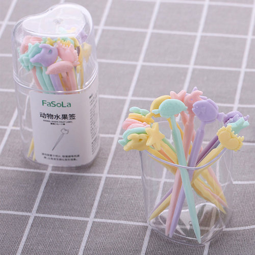 水果签家用创意可爱卡通动物装饰小叉子儿童宝宝水果叉长果插盒装 - 图2