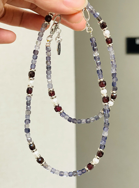 【夏小曲儿】原创设计师水晶项链发晶紫锂辉黑洞海蓝宝夏季女