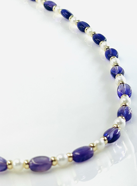 【加点紫气】原创设计师九紫离火项链珍珠紫水晶通勤不撞款