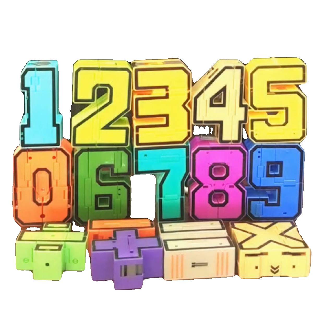 小孩数字合体变形玩具恐龙机器人男孩汽车益智5积木4字母6岁儿童3