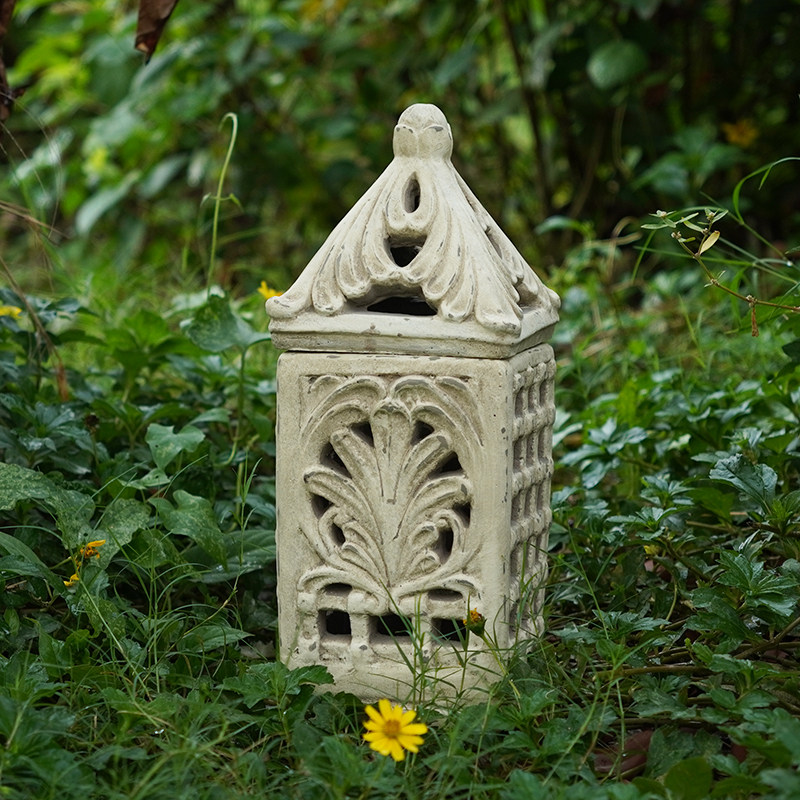 法式复古做旧风灯蜡烛台粗陶园艺摆件阳台花园造景装饰庭院布置,淘宝优惠券,粉丝福利购,淘宝优惠卷