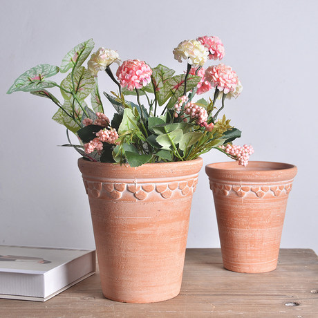 北欧花盆罗马盆红陶花盆简约陶土粗陶盆透气复古