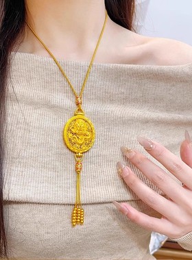 龙凤香囊吊坠男女金包银古法花丝情侣凤凰于飞挂坠编绳项链毛衣+