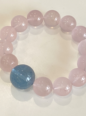 天然冰透果冻粉水晶手链女款单圈海蓝宝蓝托帕手串送女友生日礼物