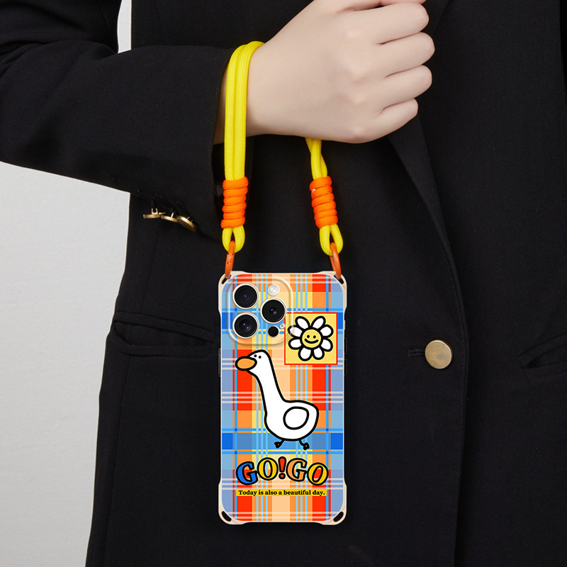 Apple Huawei silicone cartoon can be worn crossbody new style