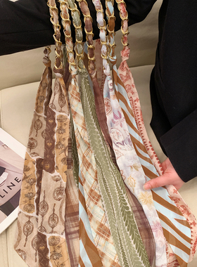 复古印花丝巾项链女高级感