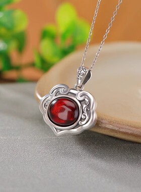 S999足银复古做旧蜜蜡蛋面平安如意吊坠女小众多样性挂坠国潮项坠