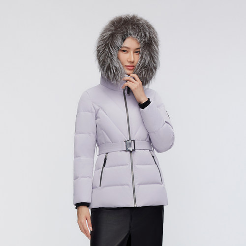 高端极寒波司登轻奢银狐毛领短款蓄热里布收腰800+蓬鹅绒羽绒服女 - 图3