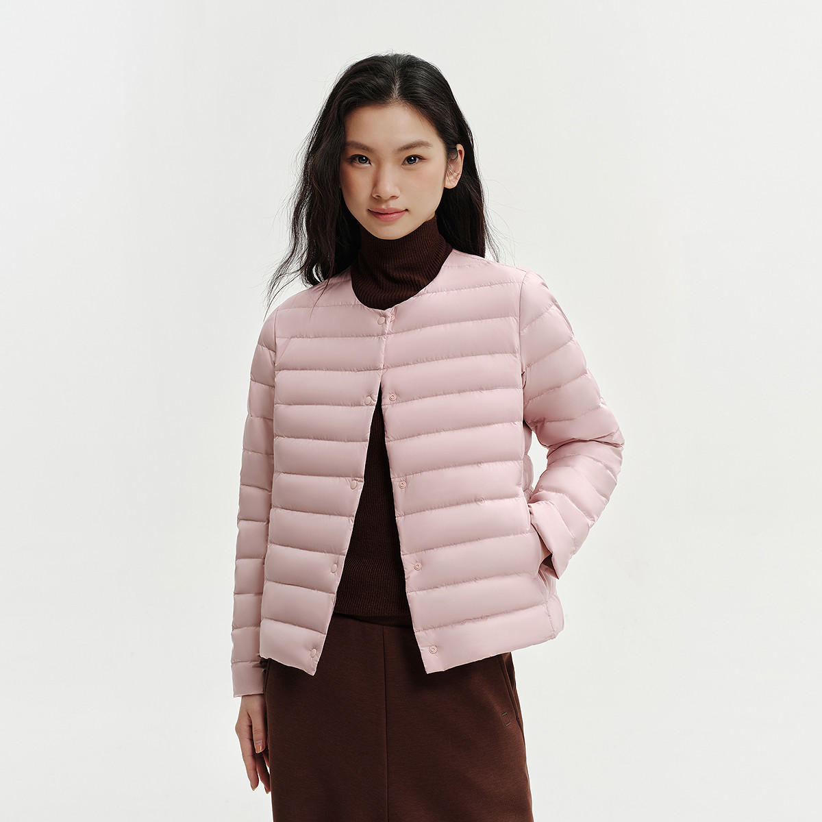 波司登2026新款女士轻薄排骨羽绒服内胆保暖圆领V领90羽绒外套 士排实拍商品图