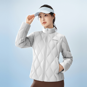 政府补贴小蛮腰波司登短款立领分格充绒羽绒服女士轻薄保